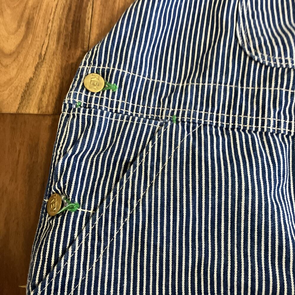 Key Imperial Overalls Mens 46x25 Blue Hickory Stripe Vintage 70s Bib Workwear - Picture 11 of 16